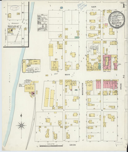 Sanborn Fire Insurance Map from Meredosia, Morgan County, Illinois (1898), Sheet #0001 - Historic Sanborn Fire Insurance Map Print, vintage old map wall art, antique decor, genealogy gift, Illinois Illinois map