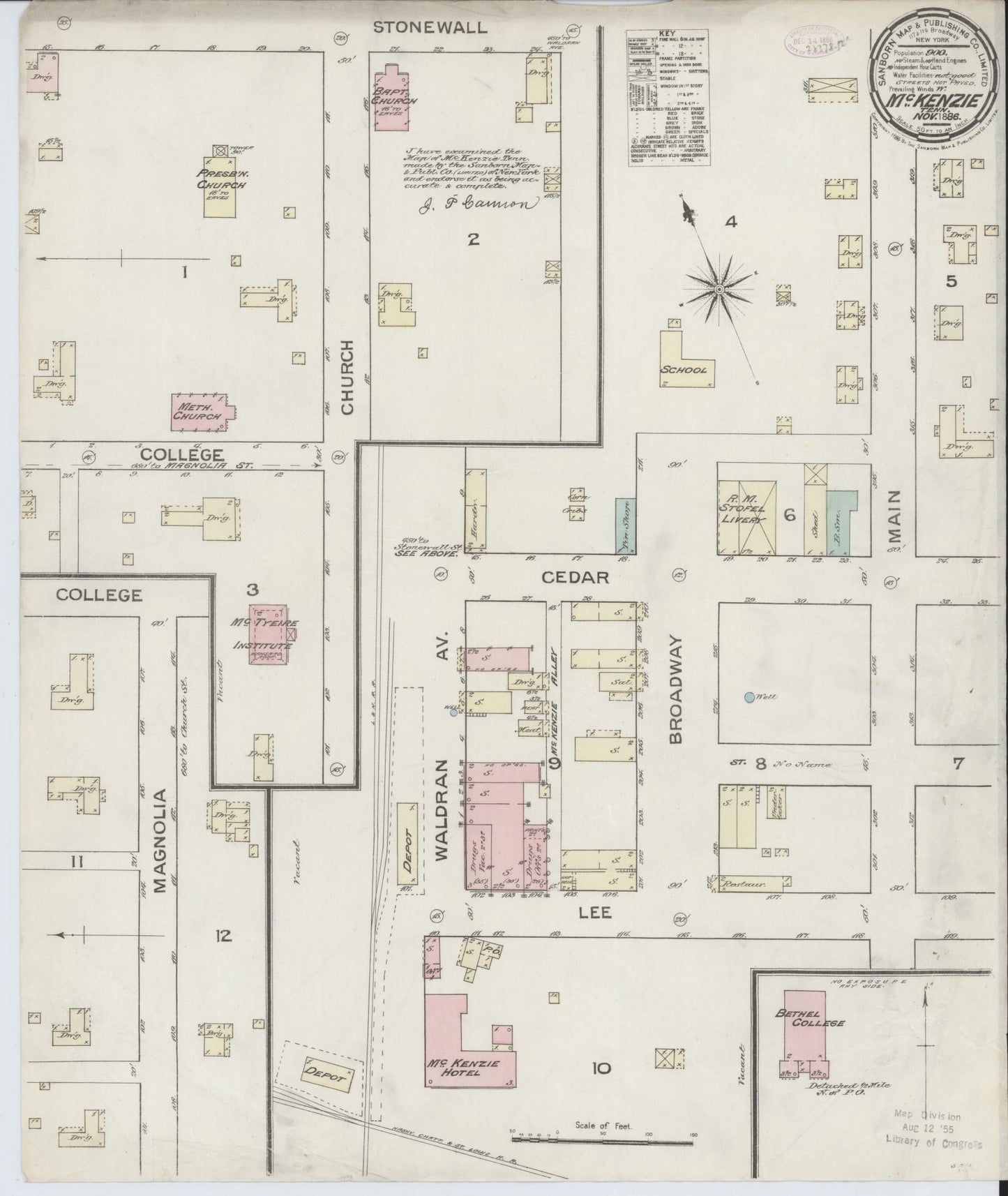 Sanborn Fire Insurance Map from McKenzie, Carroll County, Tennessee. (1886) – Historic Sanborn Fire Insurance Map Print