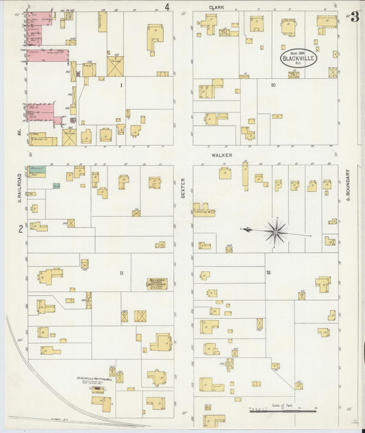 Sanborn Fire Insurance Map from Blackville, Barnwell County, South Carolina (1904), Sheet #0003 - Historic Sanborn Fire Insurance Map Print, vintage old map wall art, antique decor, genealogy gift, South Carolina South Carolina map