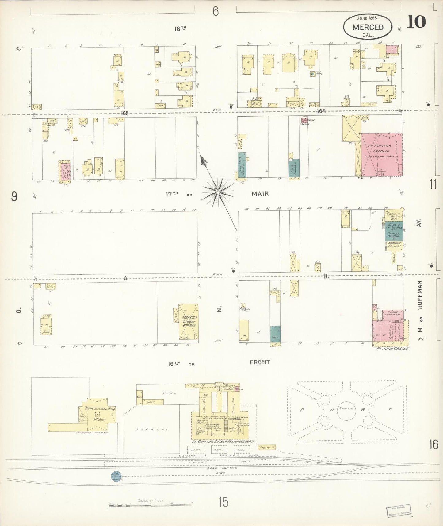 Sanborn Fire Insurance Map from Merced, Merced County, California (1898), Sheet #0010 - Historic Sanborn Fire Insurance Map Print, vintage old map wall art, antique decor, genealogy gift, California California map
