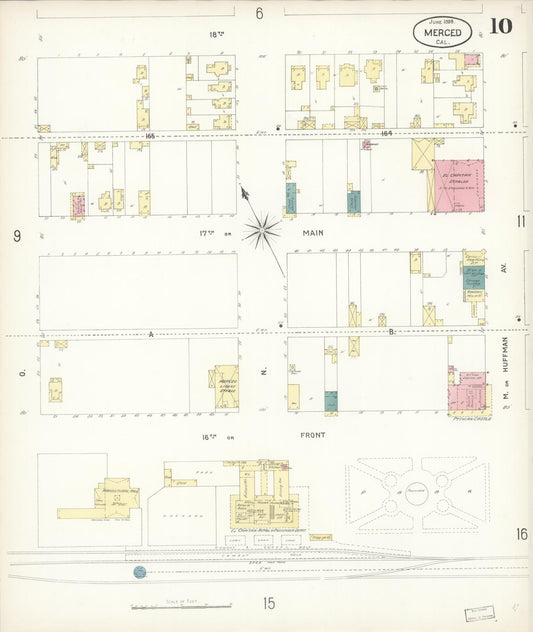 Sanborn Fire Insurance Map from Merced, Merced County, California (1898), Sheet #0010 - Historic Sanborn Fire Insurance Map Print, vintage old map wall art, antique decor, genealogy gift, California California map