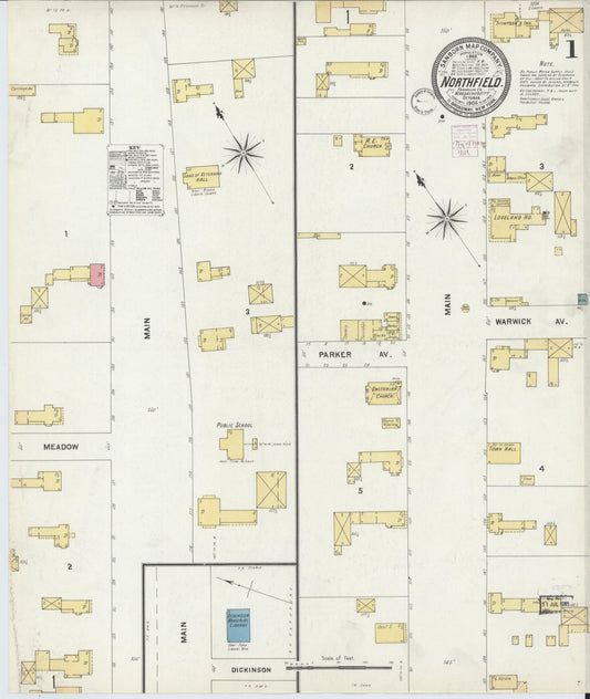 Sanborn Fire Insurance Map from Northfield, Franklin County, Massachusetts (1902), Sheet #0001 - Complete Map Set gallery image, historic Sanborn map, vintage wall art, Massachusetts Massachusetts