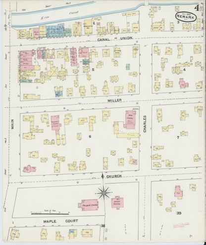 Sanborn Fire Insurance Map from Newark, Wayne County, New York (1890), Sheet #0004 - Historic Sanborn Fire Insurance Map Print, vintage old map wall art, antique decor, genealogy gift, New York New York map