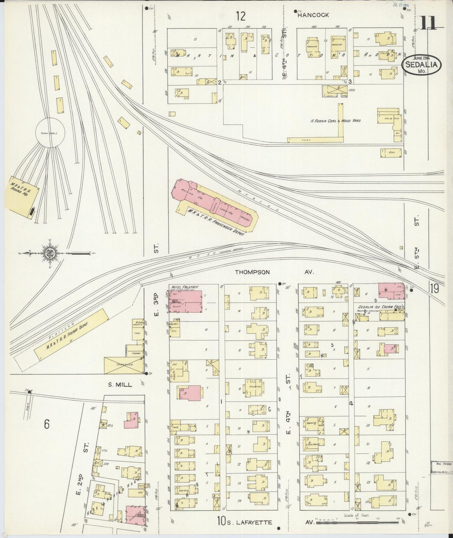 Sanborn Fire Insurance Map from Sedalia, Pettis County, Missouri (1914), Sheet #0011 - Complete Map Set gallery image, historic Sanborn map, vintage wall art, Missouri Missouri