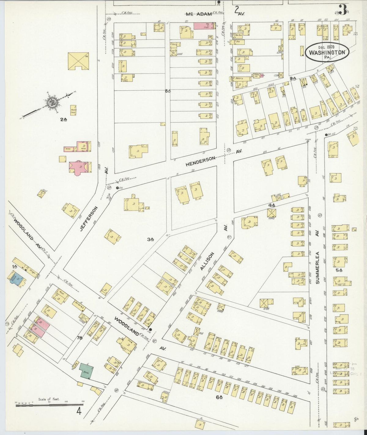 Sanborn Fire Insurance Map from Washington, Washington County, Pennsylvania (1909), Sheet #0003 - Historic Sanborn Fire Insurance Map Print, vintage old map wall art, antique decor, genealogy gift, Pennsylvania Pennsylvania map