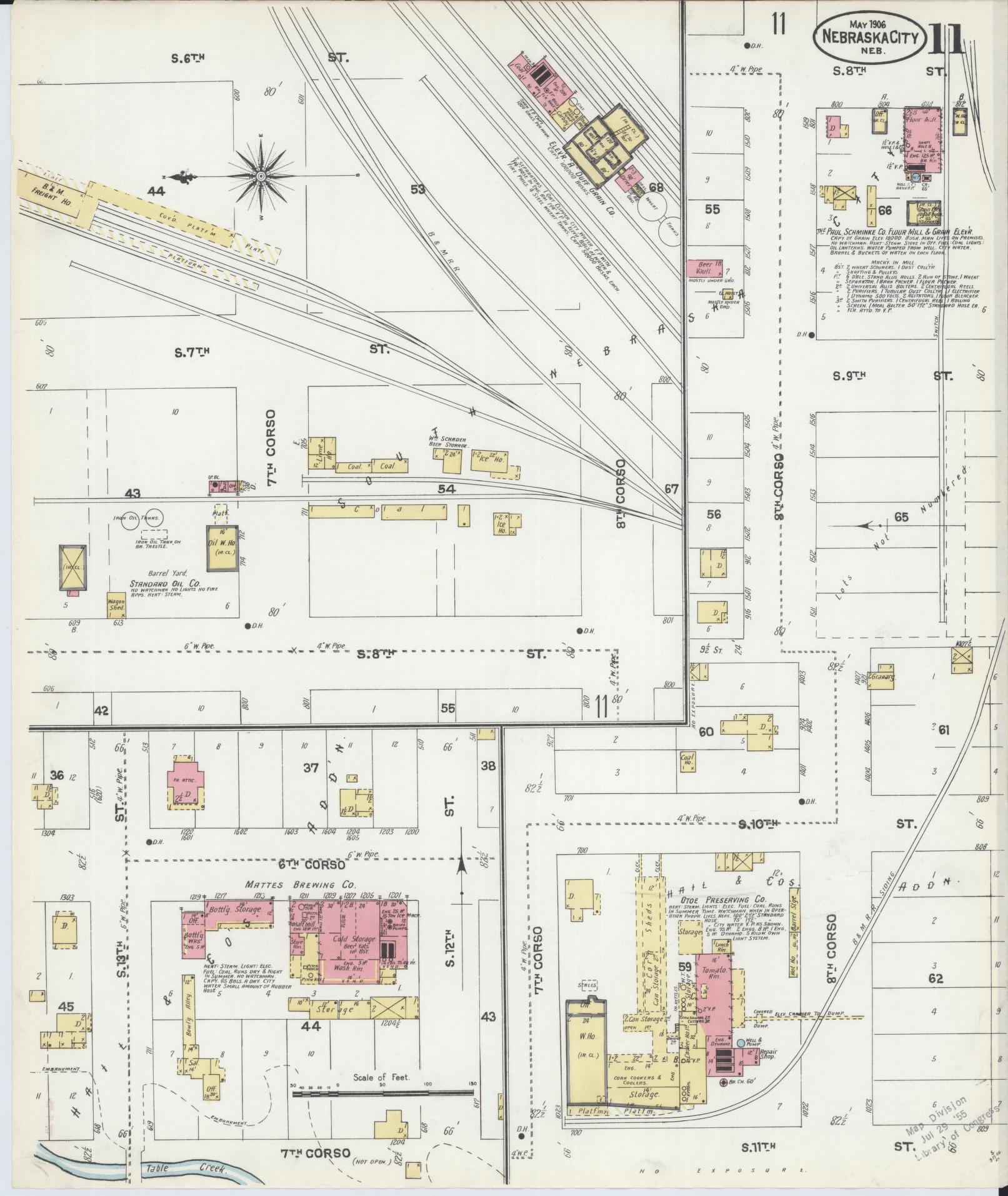 Sanborn Fire Insurance Map from Nebraska City, Otoe County, Nebraska (1906), Sheet #0011 - Historic Sanborn Fire Insurance Map Print, vintage old map wall art, antique decor, genealogy gift, Nebraska Nebraska map