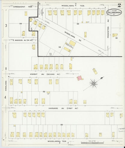 Sanborn Fire Insurance Map from Collingswood, Camden County, New Jersey (1909), Sheet #0002 - Complete Map Set gallery image, historic Sanborn map, vintage wall art, New Jersey New Jersey