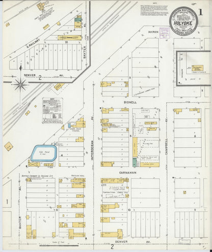 Sanborn Fire Insurance Map from Holyoke, Phillips County, Colorado (1904), Sheet #0001 - Complete Map Set gallery image, historic Sanborn map, vintage wall art, Colorado Colorado
