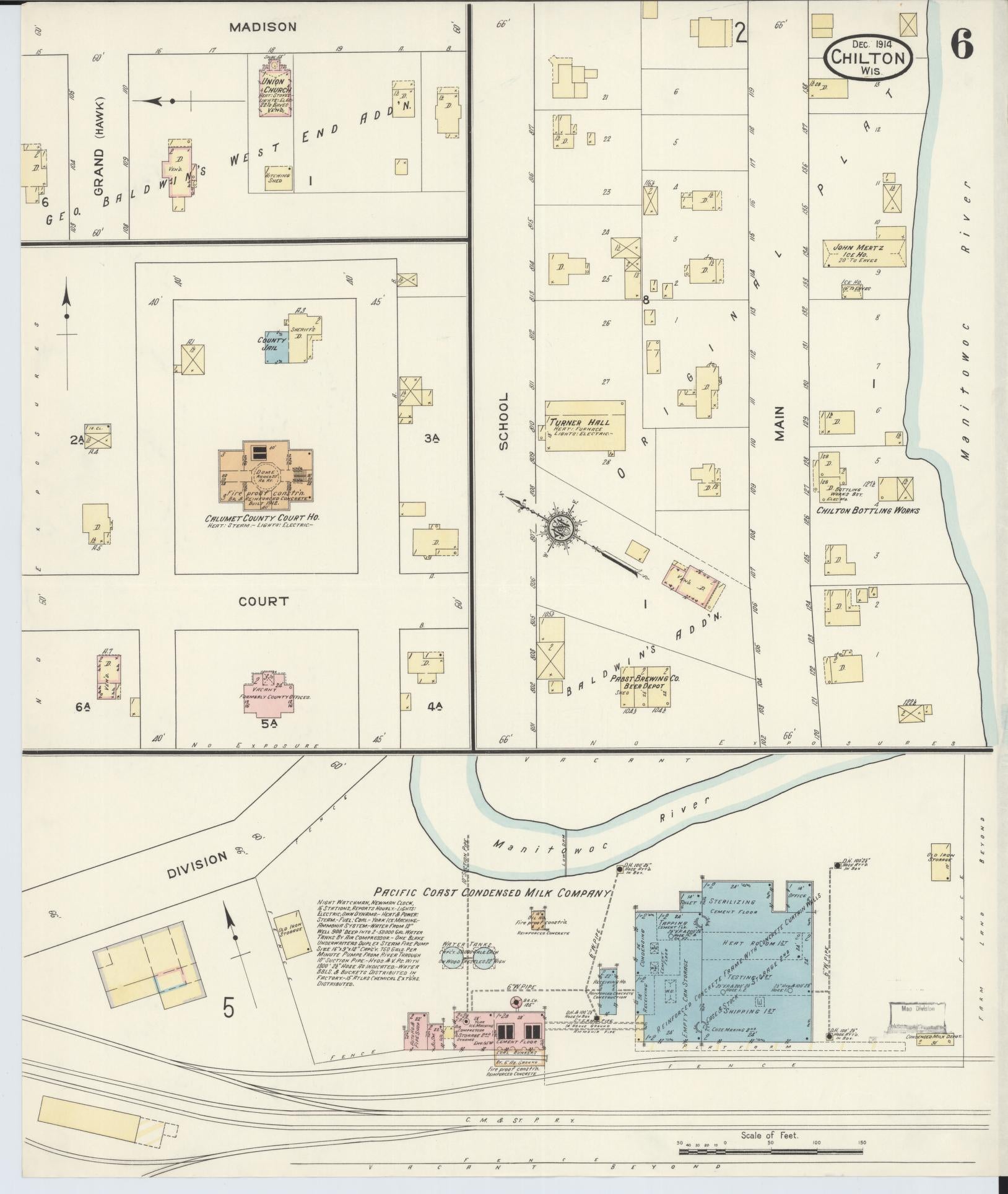 Sanborn Fire Insurance Map from Chilton, Calumet County, Wisconsin (1914), Sheet #0006 - Complete Map Set gallery image, historic Sanborn map, vintage wall art, Wisconsin Wisconsin