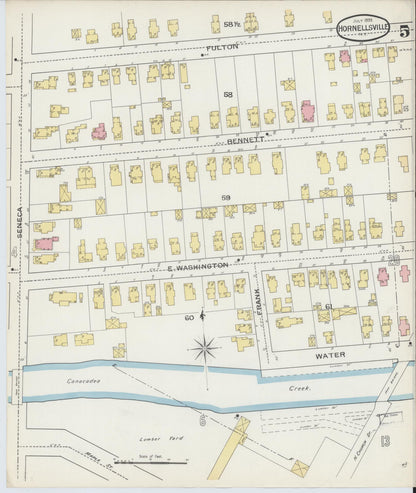 Sanborn Fire Insurance Map from Hornell, Steuben County, New York (1893), Sheet #0005 - Complete Map Set gallery image, historic Sanborn map, vintage wall art, New York New York