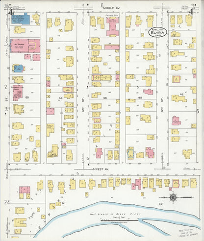 Sanborn Fire Insurance Map from Elyria, Lorain County, Ohio (1925), Sheet #0004 - Historic Sanborn Fire Insurance Map Print, vintage old map wall art, antique decor, genealogy gift, Ohio Ohio map