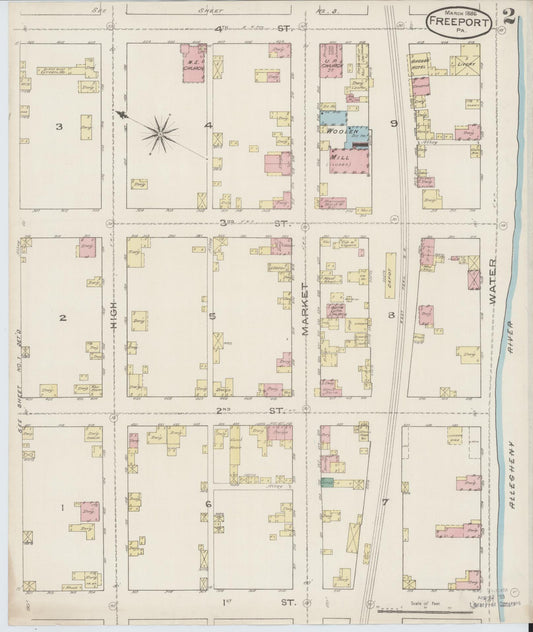 Sanborn Fire Insurance Map from Freeport, Armstrong County, Pennsylvania (1886), Sheet #0002 - Historic Sanborn Fire Insurance Map Print, vintage old map wall art, antique decor, genealogy gift, Pennsylvania Pennsylvania map
