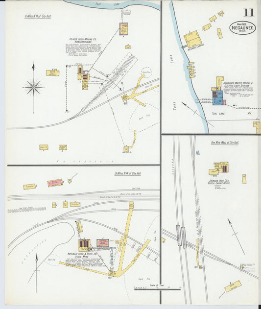 Sanborn Fire Insurance Map from Negaunee, Marquette County, Michigan (1902), Sheet #0011 - Historic Sanborn Fire Insurance Map Print, vintage old map wall art, antique decor, genealogy gift, Michigan Michigan map