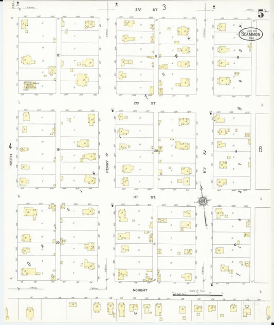 Sanborn Fire Insurance Map from Scammon, Cherokee County, Kansas (1912), Sheet #0005 - Historic Sanborn Fire Insurance Map Print, vintage old map wall art, antique decor, genealogy gift, Kansas Kansas map