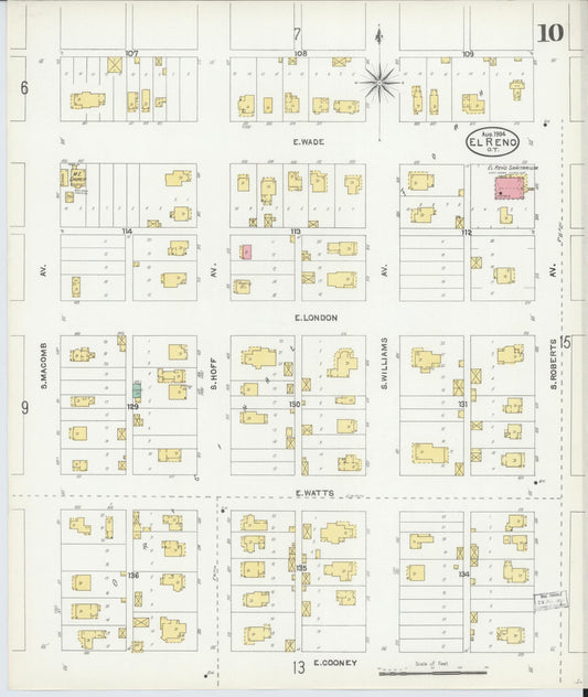 Sanborn Fire Insurance Map from El Reno, Canadian County, Oklahoma (1904), Sheet #0010 - Historic Sanborn Fire Insurance Map Print, vintage old map wall art, antique decor, genealogy gift, Oklahoma Oklahoma map