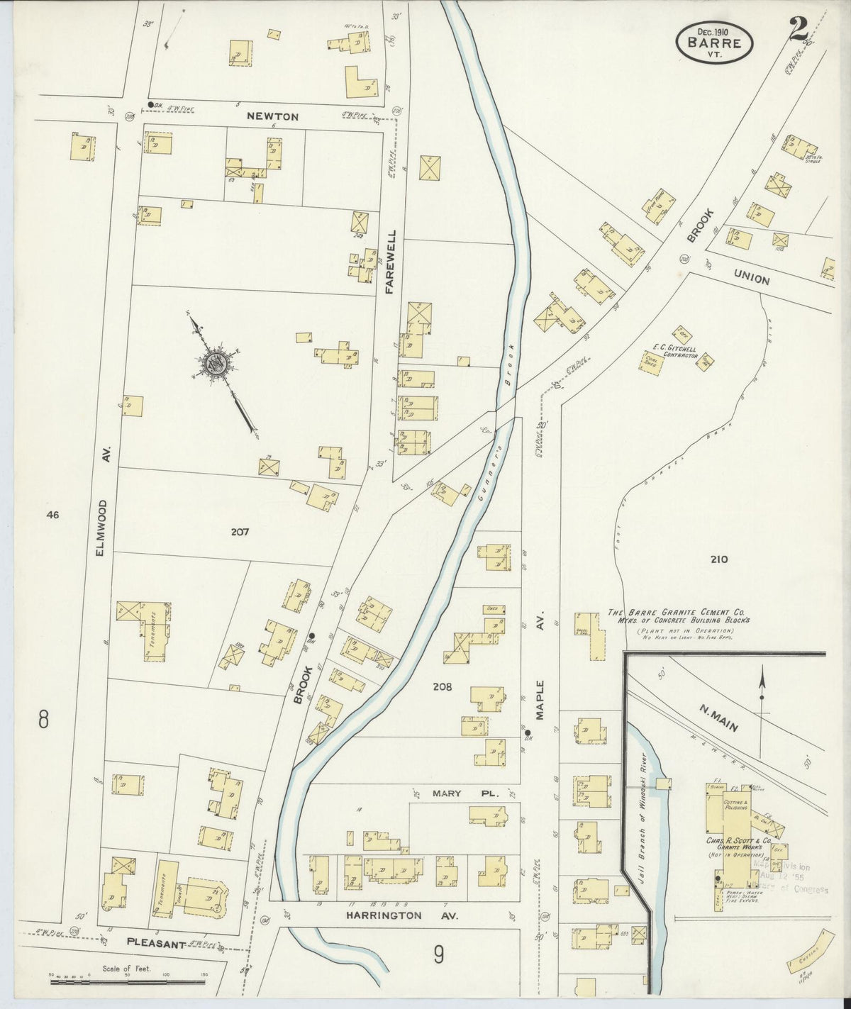 Sanborn Fire Insurance Map from Barre, Washington County, Vermont (1910), Sheet #0002 - Complete Map Set gallery image, historic Sanborn map, vintage wall art, Vermont Vermont