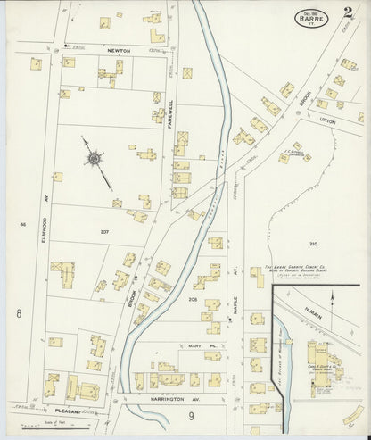 Sanborn Fire Insurance Map from Barre, Washington County, Vermont (1910), Sheet #0002 - Complete Map Set gallery image, historic Sanborn map, vintage wall art, Vermont Vermont