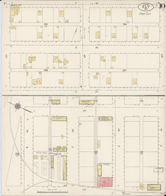Sanborn Fire Insurance Map from Ely, White Pine County, Nevada (1912), Sheet #0010 - Historic Sanborn Fire Insurance Map Print, vintage old map wall art, antique decor, genealogy gift, Nevada Nevada map