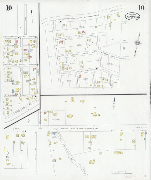 Sanborn Fire Insurance Map from Manhasset, Nassau County, New York (1930), Sheet #0010 - Historic Sanborn Fire Insurance Map Print, vintage old map wall art, antique decor, genealogy gift, New York New York map