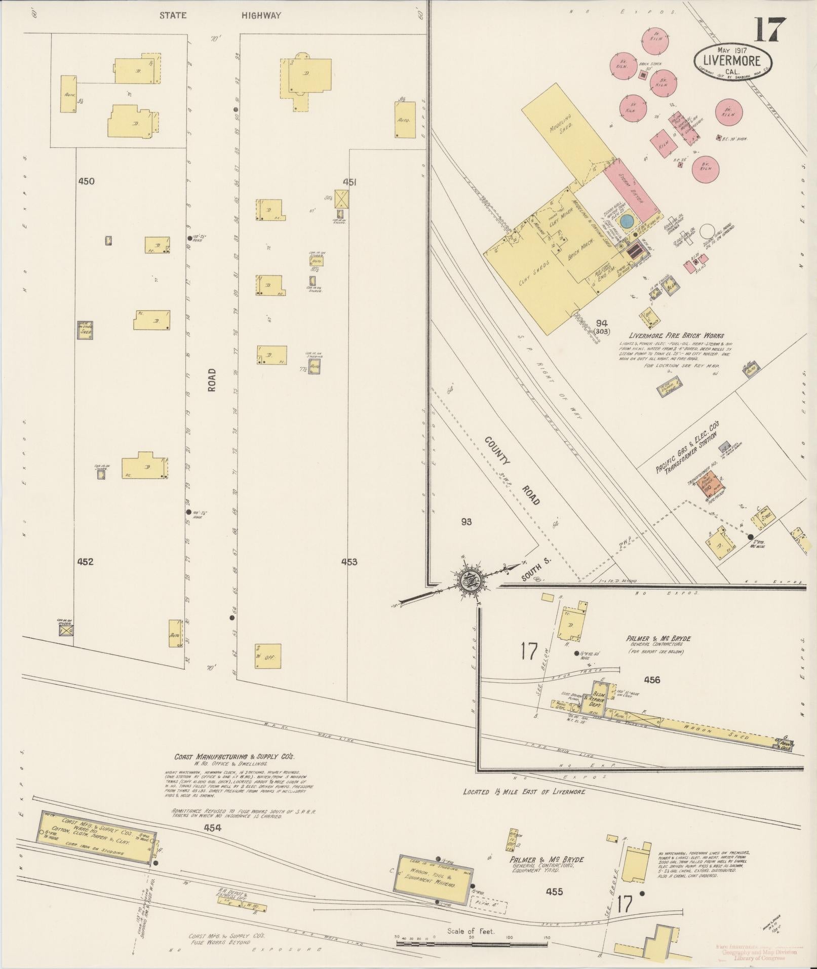 Sanborn Fire Insurance Map from Livermore, Alameda County, California (1917), Sheet #0017 - Historic Sanborn Fire Insurance Map Print, vintage old map wall art, antique decor, genealogy gift, California California map