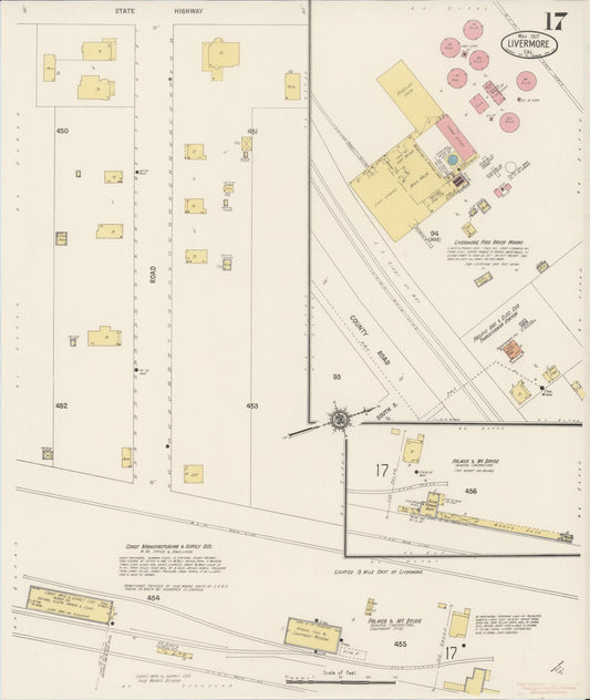 Sanborn Fire Insurance Map from Livermore, Alameda County, California (1917), Sheet #0017 - Historic Sanborn Fire Insurance Map Print, vintage old map wall art, antique decor, genealogy gift, California California map