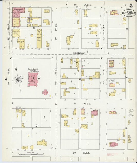 Sanborn Fire Insurance Map from Little Falls, Morrison County, Minnesota (1902), Sheet #0005 - Historic Sanborn Fire Insurance Map Print, vintage old map wall art, antique decor, genealogy gift, Minnesota Minnesota map