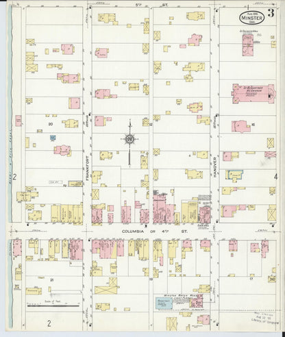 Sanborn Fire Insurance Map from Minster, Auglaize County, Ohio (1914), Sheet #0003 - Historic Sanborn Fire Insurance Map Print, vintage old map wall art, antique decor, genealogy gift, Ohio Ohio map