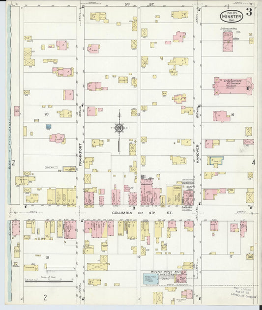 Sanborn Fire Insurance Map from Minster, Auglaize County, Ohio (1914), Sheet #0003 - Historic Sanborn Fire Insurance Map Print, vintage old map wall art, antique decor, genealogy gift, Ohio Ohio map