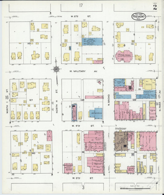 Sanborn Fire Insurance Map from Fremont, Dodge County, Nebraska (1920), Sheet #0002 - Historic Sanborn Fire Insurance Map Print, vintage old map wall art, antique decor, genealogy gift, Nebraska Nebraska map