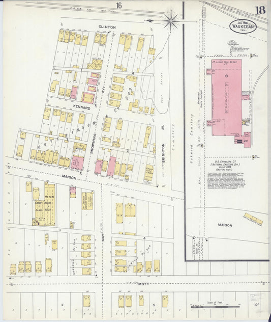 Sanborn Fire Insurance Map from Waukegan, Lake County, Illinois (1906), Sheet #0018 - Historic Sanborn Fire Insurance Map Print, vintage old map wall art, antique decor, genealogy gift, Illinois Illinois map