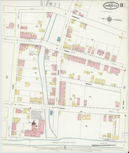 Sanborn Fire Insurance Map from Lambertville, Hunterdon County, New Jersey (1912), Sheet #0008 - Complete Map Set gallery image, historic Sanborn map, vintage wall art, New Jersey New Jersey
