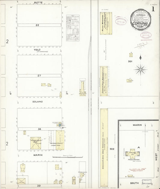 Sanborn Fire Insurance Map from Corning, Tehama County, California. (1897) – Historic Sanborn Fire Insurance Map Print