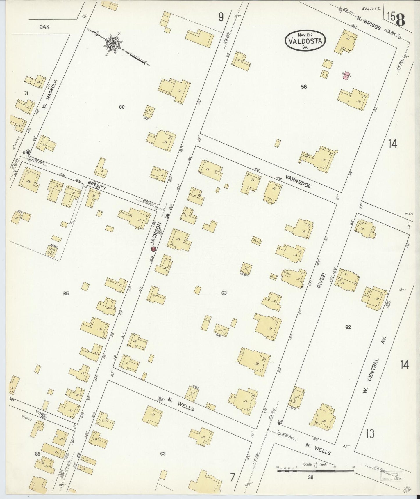 Sanborn Fire Insurance Map from Valdosta, Lowndes County, Georgia (1912), Sheet #0008 - Complete Map Set gallery image, historic Sanborn map, vintage wall art, Georgia Georgia
