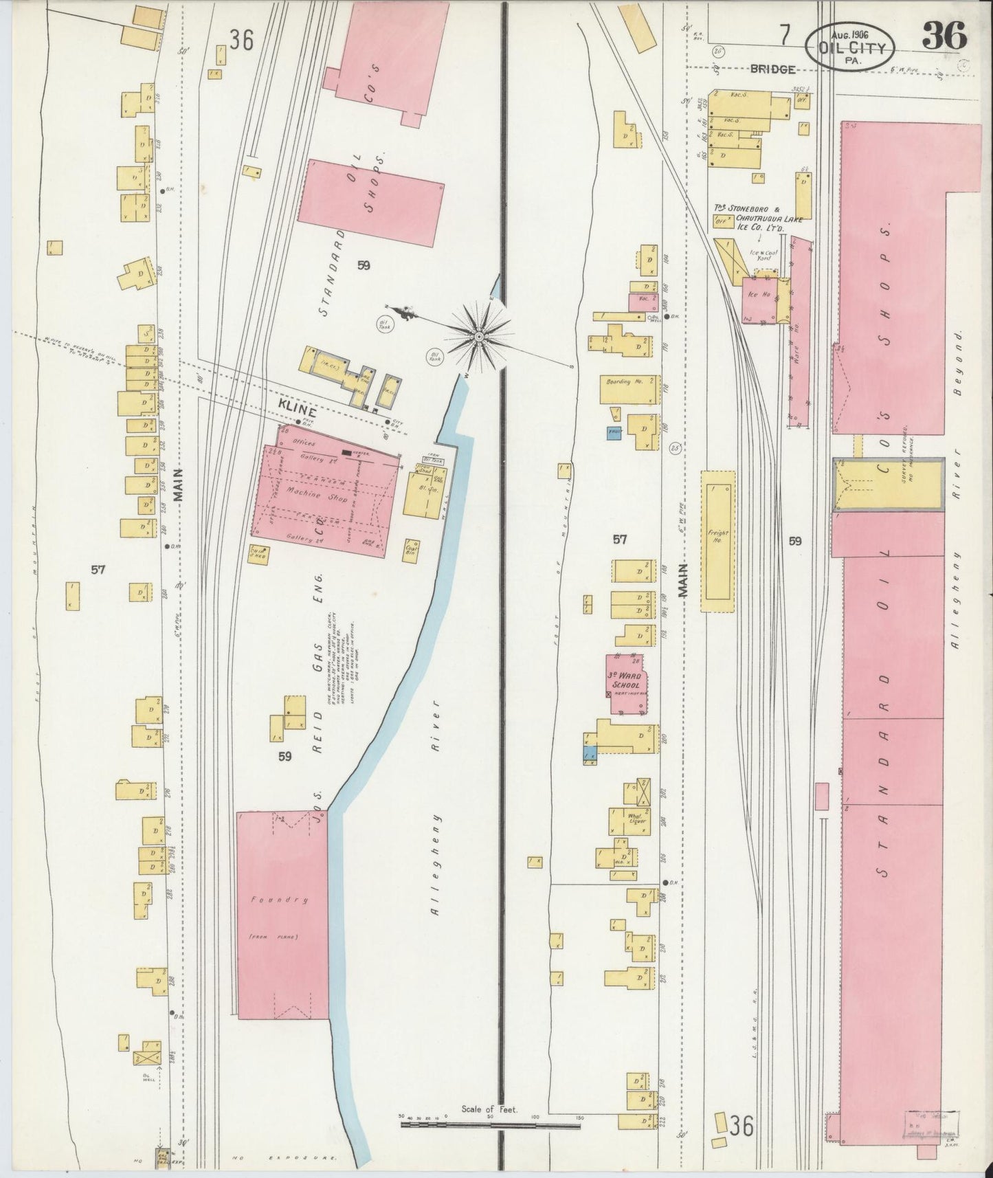 Sanborn Fire Insurance Map from Oil City, Venango County, Pennsylvania (1906), Sheet #0036 - Complete Map Set gallery image, historic Sanborn map, vintage wall art, Pennsylvania Pennsylvania