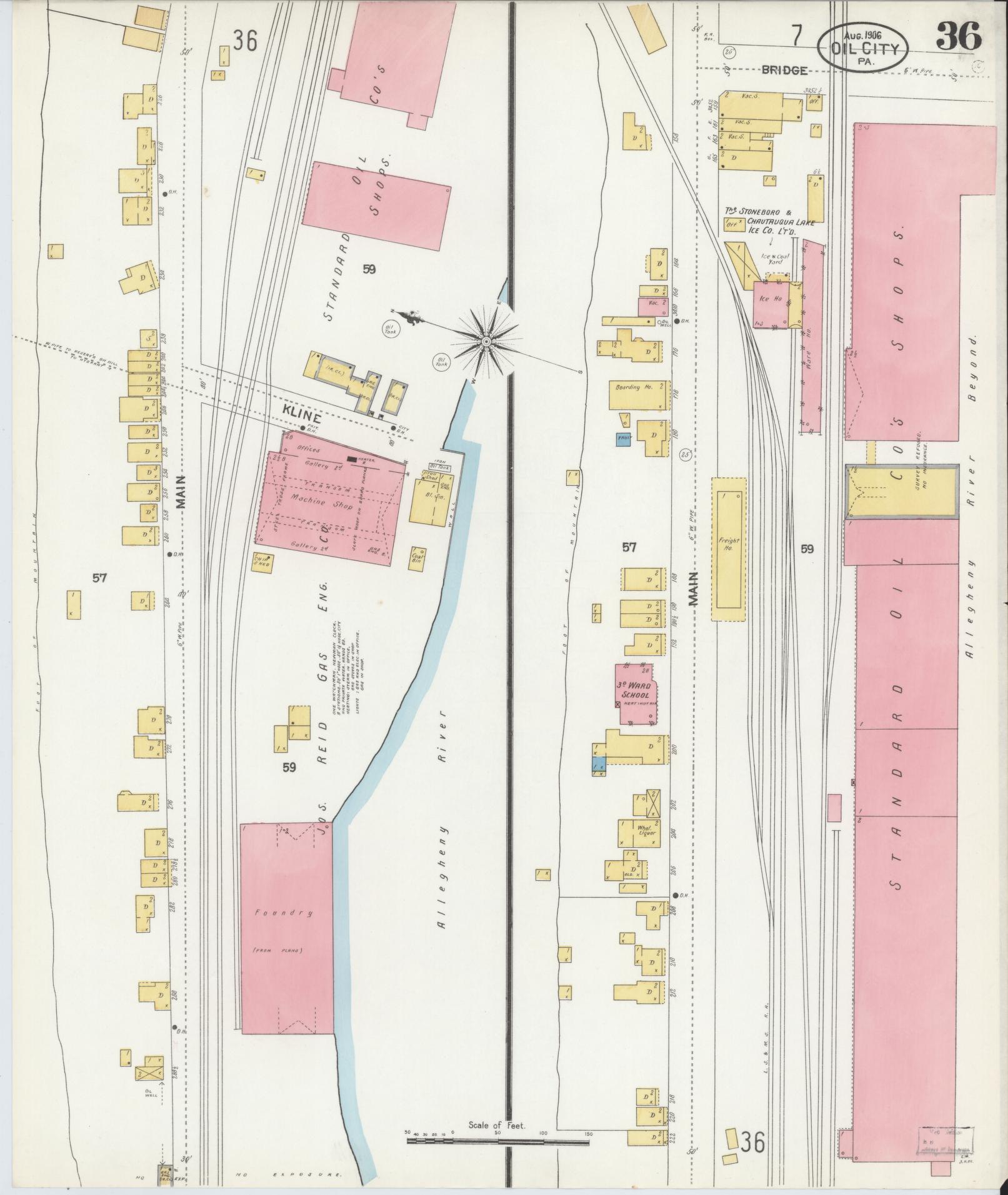 Sanborn Fire Insurance Map from Oil City, Venango County, Pennsylvania (1906), Sheet #0036 - Complete Map Set gallery image, historic Sanborn map, vintage wall art, Pennsylvania Pennsylvania