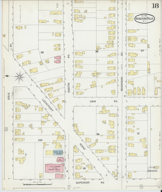 Sanborn Fire Insurance Map from Niagara Falls, Niagara County, New York (1892), Sheet #0018 - Historic Sanborn Fire Insurance Map Print, vintage old map wall art, antique decor, genealogy gift, New York New York map