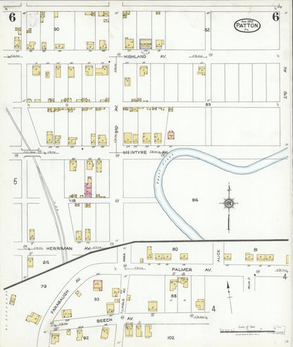 Sanborn Fire Insurance Map from Patton, Cambria County, Pennsylvania (1923), Sheet #0006 - Historic Sanborn Fire Insurance Map Print, vintage old map wall art, antique decor, genealogy gift, Pennsylvania Pennsylvania map