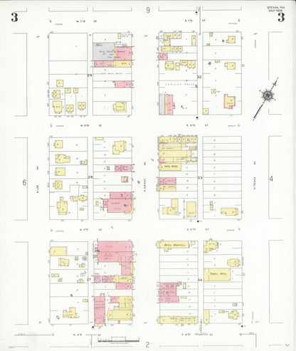 Sanborn Fire Insurance Map from Odessa, Edger County, Texas (1939), Sheet #0003 - Historic Sanborn Fire Insurance Map Print, vintage old map wall art, antique decor, genealogy gift, Texas Texas map
