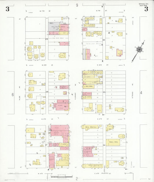 Sanborn Fire Insurance Map from Odessa, Edger County, Texas (1939), Sheet #0003 - Historic Sanborn Fire Insurance Map Print, vintage old map wall art, antique decor, genealogy gift, Texas Texas map