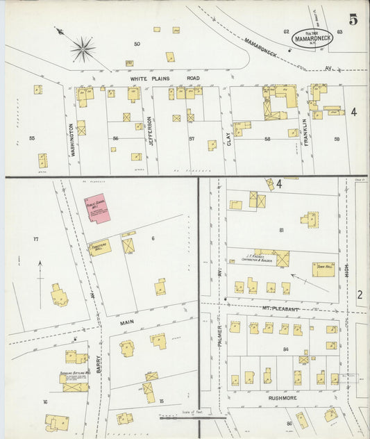 Sanborn Fire Insurance Map from Mamaroneck, Westchester County, New York (1902), Sheet #0005 - Historic Sanborn Fire Insurance Map Print, vintage old map wall art, antique decor, genealogy gift, New York New York map