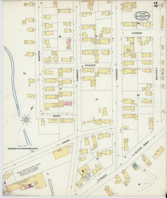 Sanborn Fire Insurance Map from Auburn, Androscoggin County, Maine (1897), Sheet #0002 - Historic Sanborn Fire Insurance Map Print, vintage old map wall art, antique decor, genealogy gift, Maine Maine map