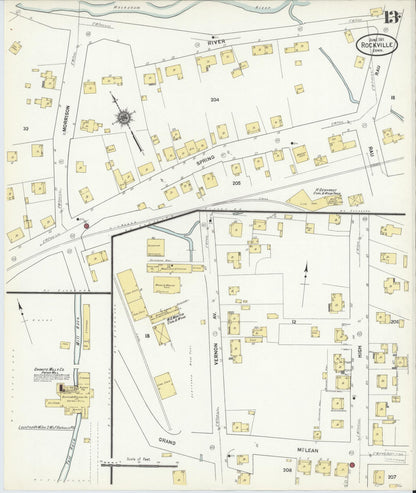 Sanborn Fire Insurance Map from Rockville, Tolland County, Connecticut (1911), Sheet #0013 - Complete Map Set gallery image, historic Sanborn map, vintage wall art, Connecticut Connecticut