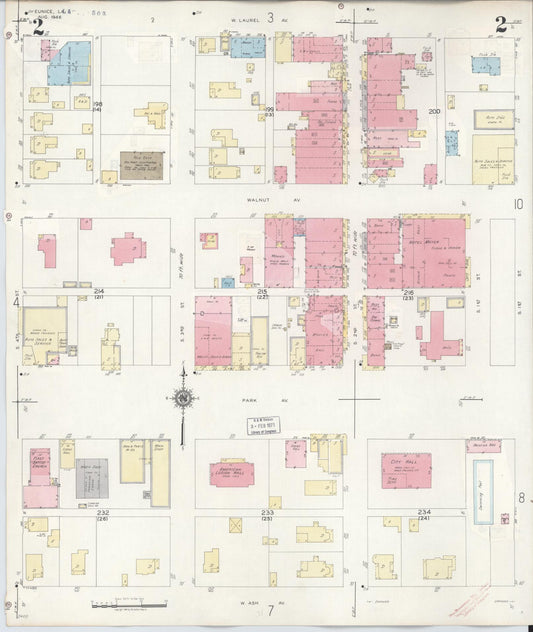 Sanborn Fire Insurance Map from Eunice, Saint Landry Parish, Louisiana (1950), Sheet #0002 - Historic Sanborn Fire Insurance Map Print, vintage old map wall art, antique decor, genealogy gift, Louisiana Louisiana map