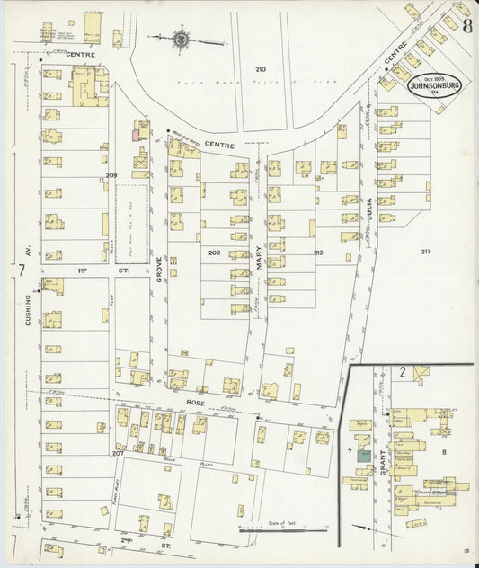 Sanborn Fire Insurance Map from Johnsonburg, Elk County, Pennsylvania (1909), Sheet #0008 - Historic Sanborn Fire Insurance Map Print, vintage old map wall art, antique decor, genealogy gift, Pennsylvania Pennsylvania map