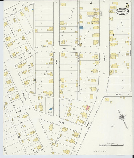 Sanborn Fire Insurance Map from Kingston, Ross County, Ohio (1915), Sheet #0005 - Historic Sanborn Fire Insurance Map Print, vintage old map wall art, antique decor, genealogy gift, Ohio Ohio map