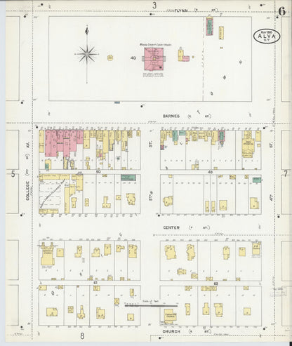 Sanborn Fire Insurance Map from Alva, Woods County, Oklahoma (1905), Sheet #0006 - Complete Map Set gallery image, historic Sanborn map, vintage wall art, Oklahoma Oklahoma