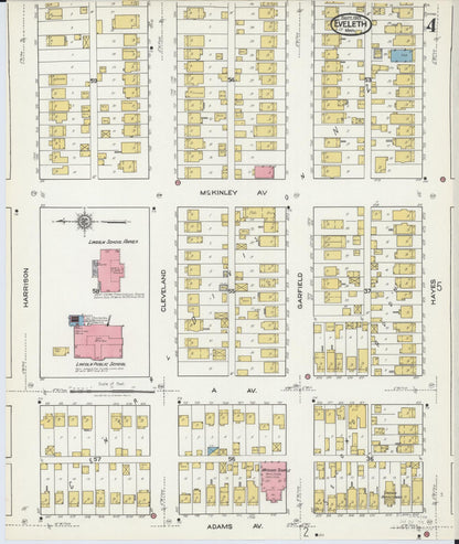 Sanborn Fire Insurance Map from Eveleth, Saint Louis County, Minnesota (1921), Sheet #0004 - Complete Map Set gallery image, historic Sanborn map, vintage wall art, Minnesota Minnesota