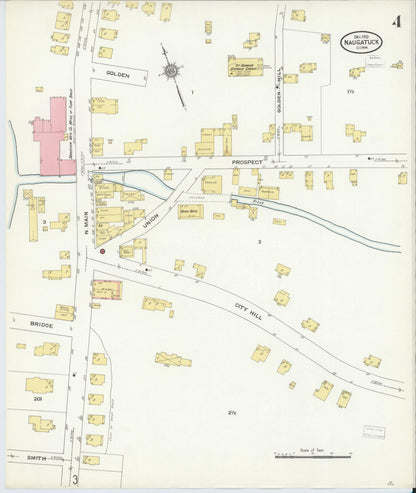 Sanborn Fire Insurance Map from Naugatuck, New Haven County, Connecticut (1910), Sheet #0004 - Complete Map Set gallery image, historic Sanborn map, vintage wall art, Connecticut Connecticut