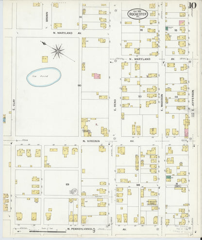 Sanborn Fire Insurance Map from Rochester, Beaver County, Pennsylvania (1908), Sheet #0010 - Complete Map Set gallery image, historic Sanborn map, vintage wall art, Pennsylvania Pennsylvania