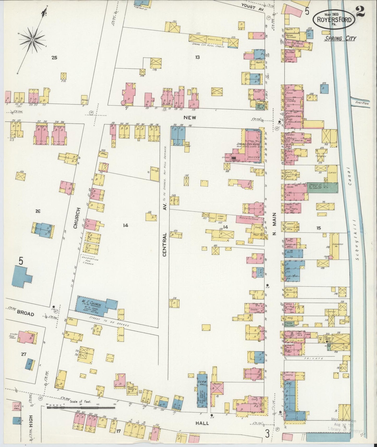 Sanborn Fire Insurance Map from Royersford, Montgomery County, Pennsylvania (1909), Sheet #0002 - Complete Map Set gallery image, historic Sanborn map, vintage wall art, Pennsylvania Pennsylvania